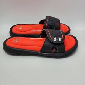Under Armour Girls Ignite VIII Slide Sandals Black Adjustable Strap Slip Ons 1Y